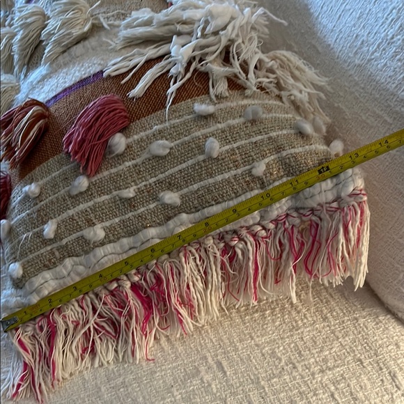 Anthropologie Striped Tasseled And Fringed Decorative Pillow 40" x 13" - Picture 10 of 10